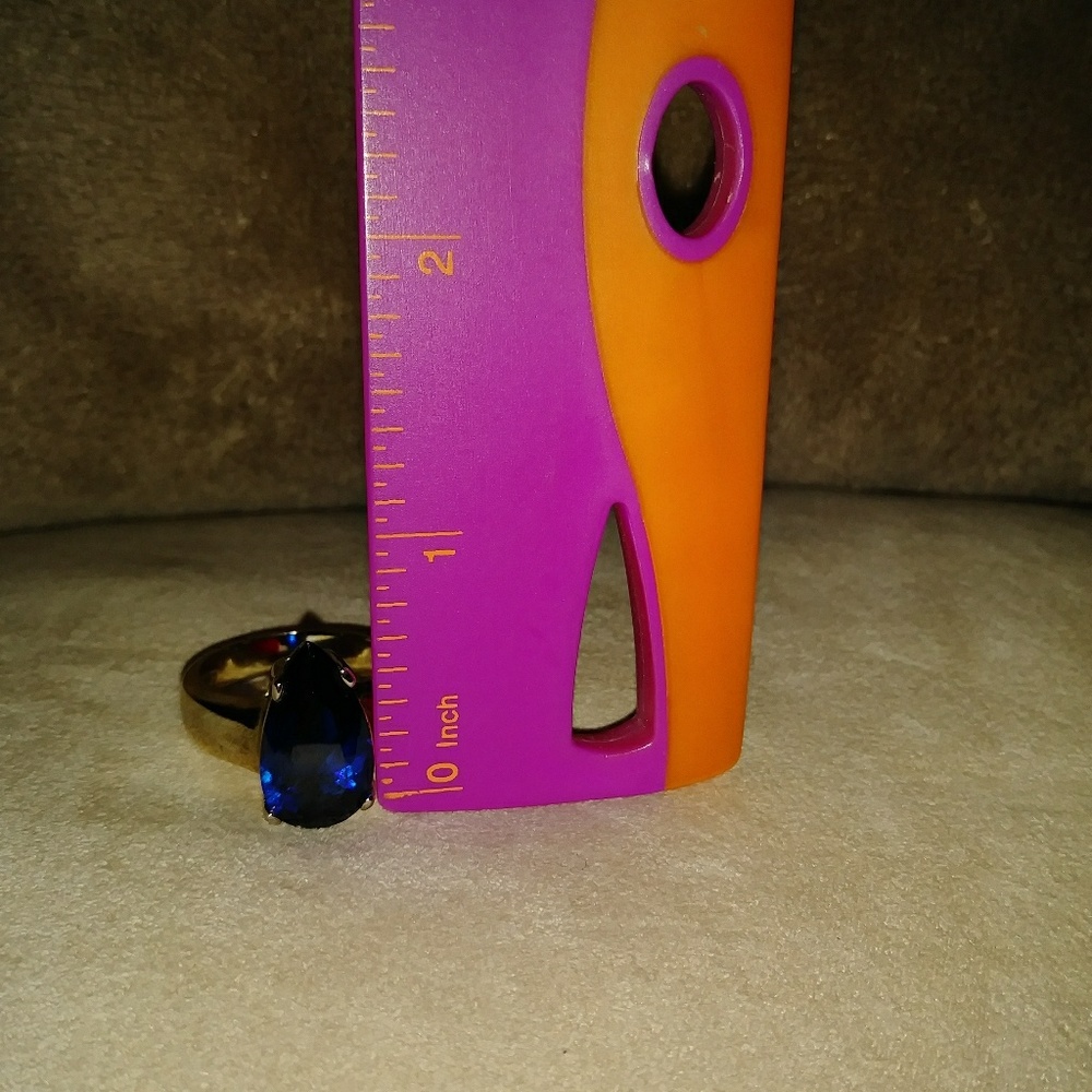 💎Fun, Pear shape blue Ring - Picture 2 of 6